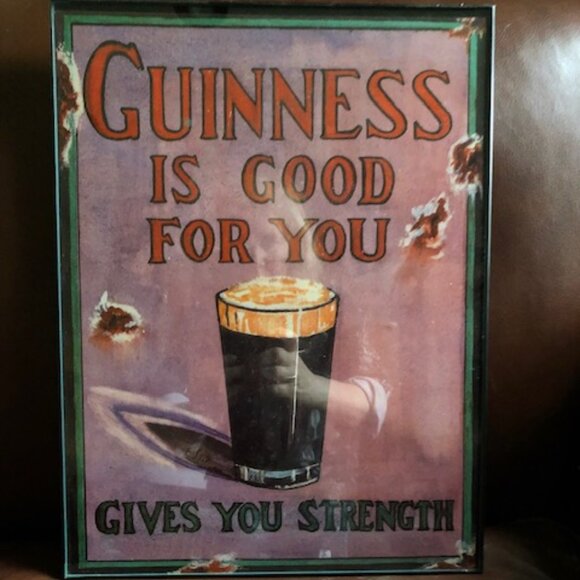 Vintage 1980s GUINESS IS GOOD FOR YOU Framed Poster Sign Made in England